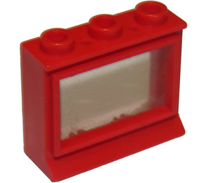 LEGO Rood Classic Venster 1 x 3 x 2 met verwijderbaar glas en gat bovenaan