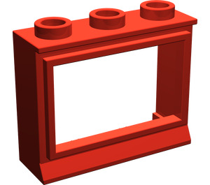 레고 빨간색 Classic 창문 1 x 3 x 2 짧은 문턱 포함