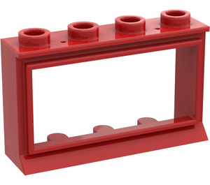 LEGO Rød Classic Vindu 1 x 4 x 2 med Land karm