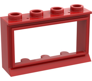 LEGO Red Classic Window 1 x 4 x 2 with Long Sill