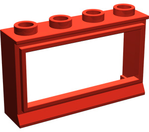 LEGO Röd Classic Fönster 1 x 4 x 2 med Kort Sill