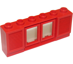 LEGO Red Classic Window 1 x 6 x 2 with 2 Panes and Shutters Short Lip