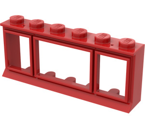 LEGO Red Classic Window 1 x 6 x 2 with Extended Lip, Solid Studs and No Glass