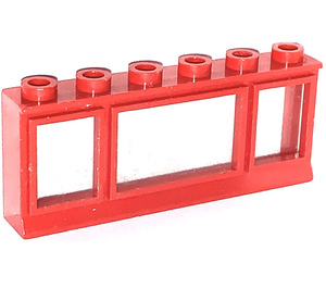 LEGO Rood Classic Venster 1 x 6 x 2 met holle noppen en glas