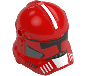 LEGO Red Clone Trooper Helmet with Holes with White Stripe (11217 / 104260)