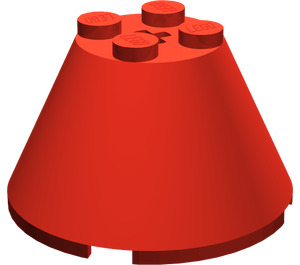 LEGO rouge Cône 4 x 4 x 2 avec trou d'axe (3943)