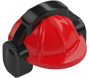 LEGO Rood Bouw Helm met Zwart Earmuffs (18899)