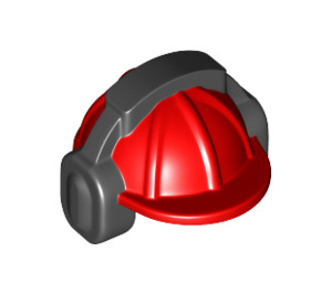 LEGO Red Construction Helmet with Black Earmuffs (18899)