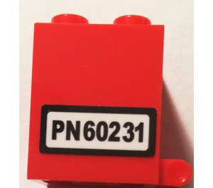 LEGO Red Container 2 x 2 x 2 with PN60231 Sticker with Recessed Studs (4345)