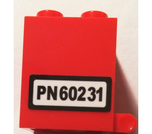 LEGO Rood Container 2 x 2 x 2 met PN60231 Sticker met verzonken noppen (4345)