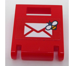 LEGO rot Container Box 2 x 2 x 2 Tür mit Slot mit Envelope und Bee Aufkleber (4346)