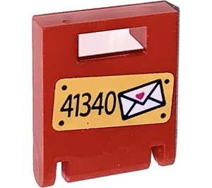 LEGO Red Container Box 2 x 2 x 2 Door with Slot with Mailbox Sticker (4346)