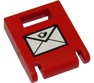 LEGO rot Container Box 2 x 2 x 2 Tür mit Slot mit Weiß Envelope Aufkleber (4346)