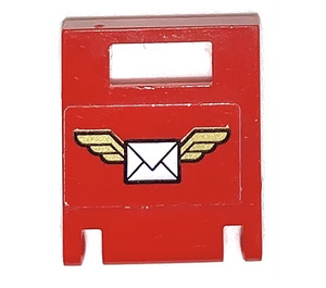 LEGO rouge Récipient Boîte 2 x 2 x 2 Porte avec Fente avec Winged Envelope Autocollant (4346)
