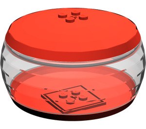 LEGO Red Container Storage X-Pod (Complete, Clear Middle)
