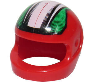 LEGO Rosso Crash Casco con Nero, Verde e Bianco Strisce (2446)