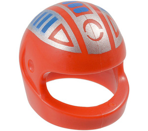 LEGO Rood Crash Helm met Blauw en Zilver (2446)