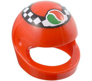 LEGO Red Crash Helmet with Checkered and Octan Logo (2446 / 93497)