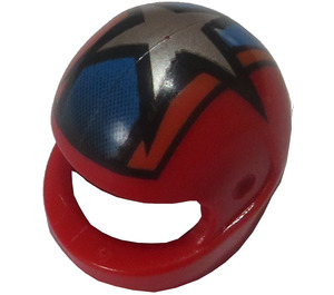 LEGO Red Crash Helmet with Silver Star on Blue and Orange Stripes (2446)