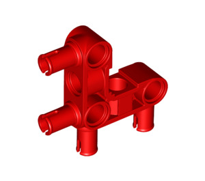 LEGO Rood Kruis Blok Balk Krom 90 graden met 4 Pins (49130 / 55615)
