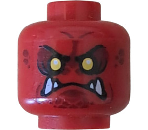 LEGO Röd Crust Smasher Huvud med Gul Ögon, Vit Fangs och Mörkröd Spots (Infälld solid knopp) (3626)