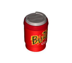 LEGO Red Cup with Lid with ‘BUZZ COLA’ without Hole (15496 / 20850)