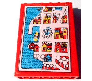 LEGO Red Cupboard 2 x 6 x 7 Fabuland with Map Sticker