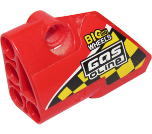 LEGO Red Curved Panel 1 Left with 'GAS OLINE' on the black and yellow chessboard Sticker (87080)