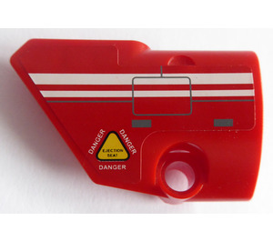 LEGO Red Curved Panel 1 Left with White stripes and warning sign 'DANGER' Sticker (87080)