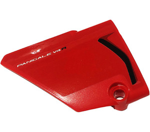 LEGO Red Curved Panel 13 Left with 'PANIGALE V4R', Air Intake Sticker (64394)