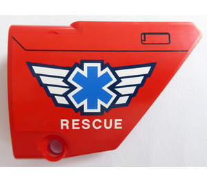 LEGO Red Curved Panel 14 Right with Rescue Logo Sticker (64680)