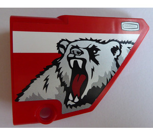 LEGO Red Curved Panel 14 Right with silver bear Sticker (64680)
