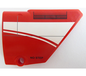 LEGO Red Curved Panel 14 Right with White stripes and 'NO STEP' Sticker (64680)