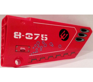 LEGO Red Curved Panel 18 Right with '8-075', Vents and Bubbles Sticker (64682)