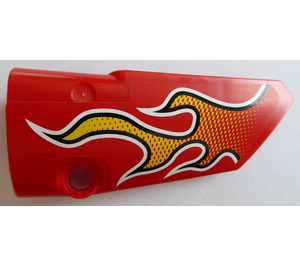 LEGO Red Curved Panel 4 Right with Flame Sticker (64391)
