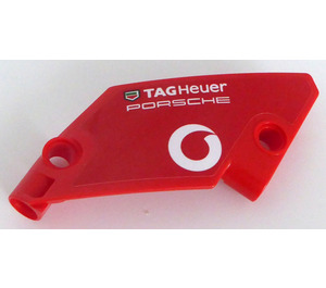 LEGO Red Curved Panel 5 x 7 Left with 'TAG Heuer PORSCHE' and Logo Vodafone Sticker (80267)