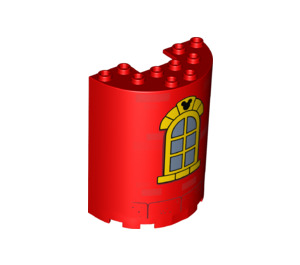 LEGO Red Cylinder 3 x 6 x 6 Half with Gold Window with Mickey Mouse (35347 / 78212)