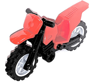 LEGO rot Dirt Bike mit Schwarz Chassis und Medium Stone Grau Räder
