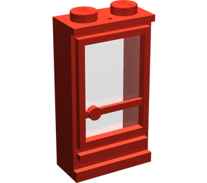 LEGO Red Door 1 x 2 x 3 Right with Solid Stud with Hole and Glass