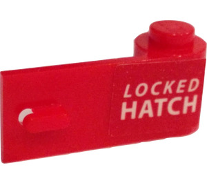 LEGO Rood Deur 1 x 3 x 1 Rechtsaf met Locked Hatch Sticker (3821)