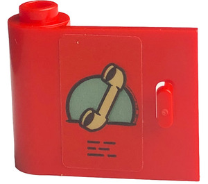 LEGO Rojo Puerta 1 x 3 x 2 Izquierda con Phone Receiver Pegatina con bisagra hueca (92262)