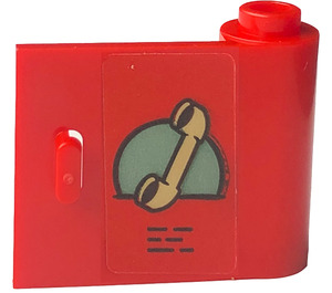 LEGO Red Door 1 x 3 x 2 Right with Phone Receiver Sticker with Hollow Hinge (92263)