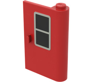 LEGO Rosso Porta 1 x 3 x 4 Destra con Nero Finestra Adesivo con cerniera piena (446)