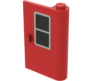 LEGO Red Door 1 x 3 x 4 Right with Black Window Sticker with Solid Hinge (446)