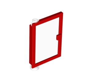 LEGO Rood Deur 1 x 4 x 5 Links met Transparant Glas (47899)