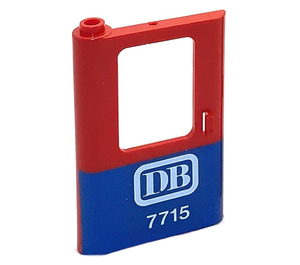 LEGO Red Door 1 x 4 x 5 Train Left with Blue Bottom Half and DB 7715 Sticker (4181)