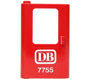 LEGO Red Door 1 x 4 x 5 Train Left with White DB 7755 Sticker (4181)