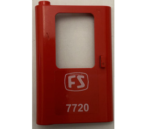 LEGO Red Door 1 x 4 x 5 Train Left with White FS 7720 Sticker (4181)