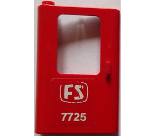 LEGO Red Door 1 x 4 x 5 Train Left with White FS pattern "7725" Sticker (4181)