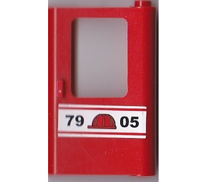 LEGO Red Door 1 x 4 x 5 Train Right with "7905" Sticker (4182 / 42819)